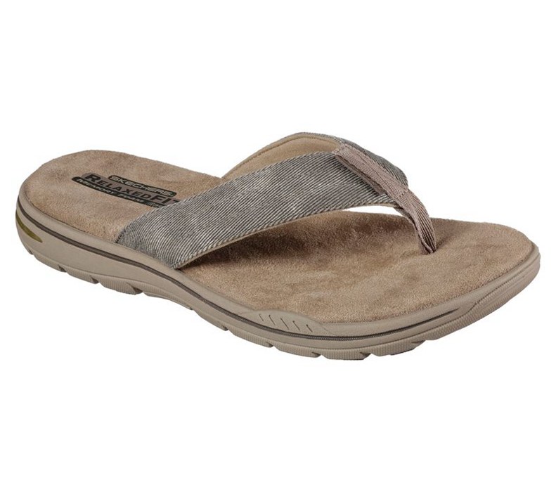 Skechers Herr Khaki Flip Flop - Relaxed Fit: Evented - Rosen - Sverige (OTEMI-7519)